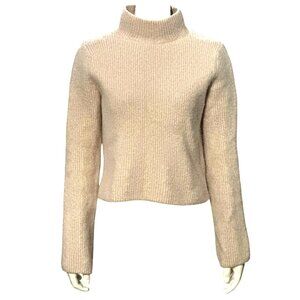 & Other Stories Beige Ribbed Alpaca Blend Crop top Turtleneck Sweater Size Small